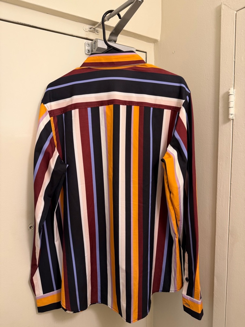 Multicolor Vertical Stripe Button-Up Shirt - Bold Fall Colors